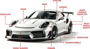 Paint Protection Film Santa Rosa CA - Vehicle Diagram